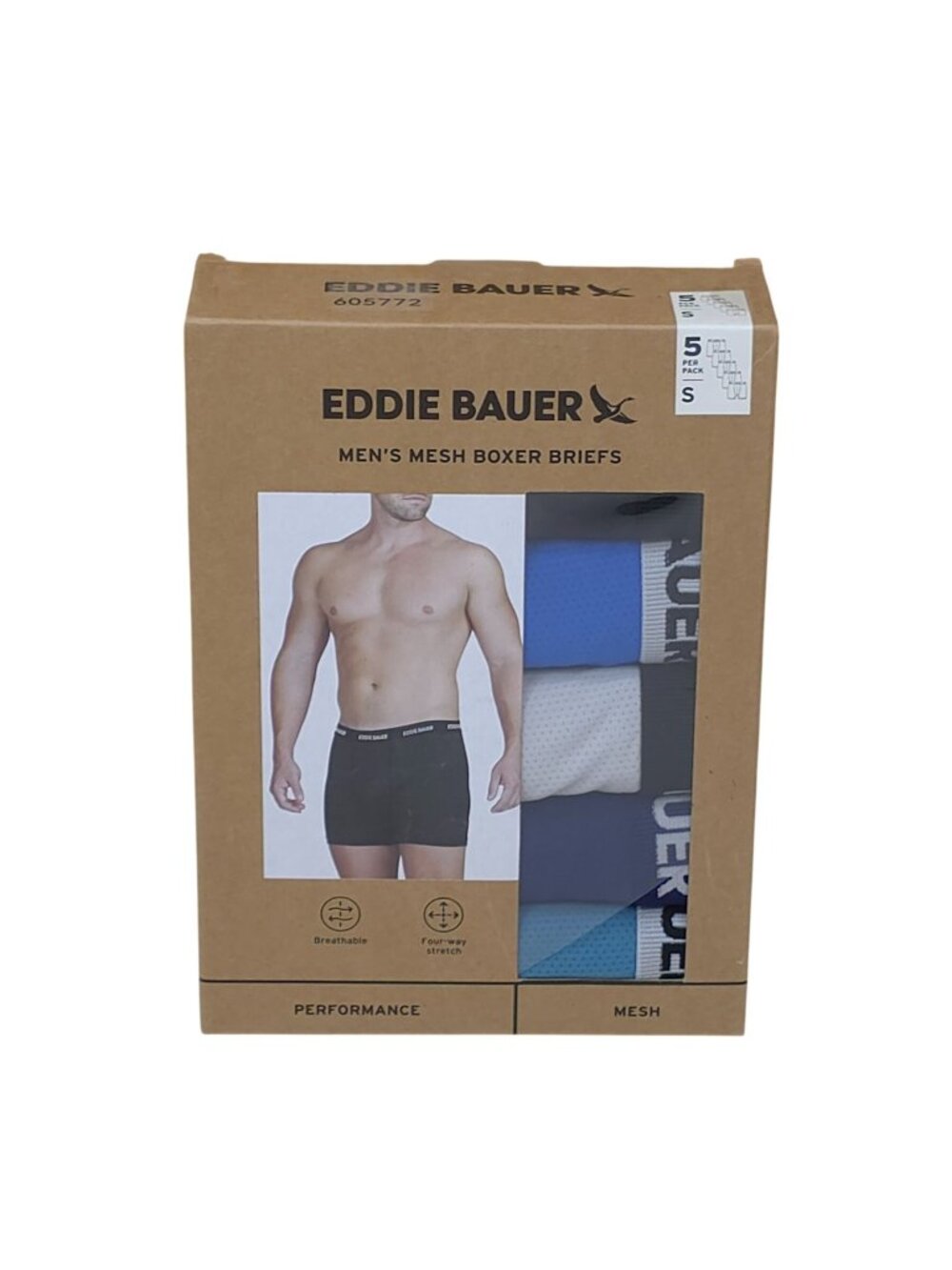 Eddie Bauer Mesh Boxer Briefs 5-Pack Small Breathable 4-Way Stretch Performance